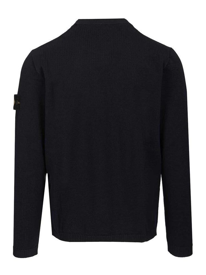Stone Island Crew Neck Micro Stitch Soft Organic Cotton Knitwear - Blue | 2ac9f861213008bdce757d84b8f207098583b30c