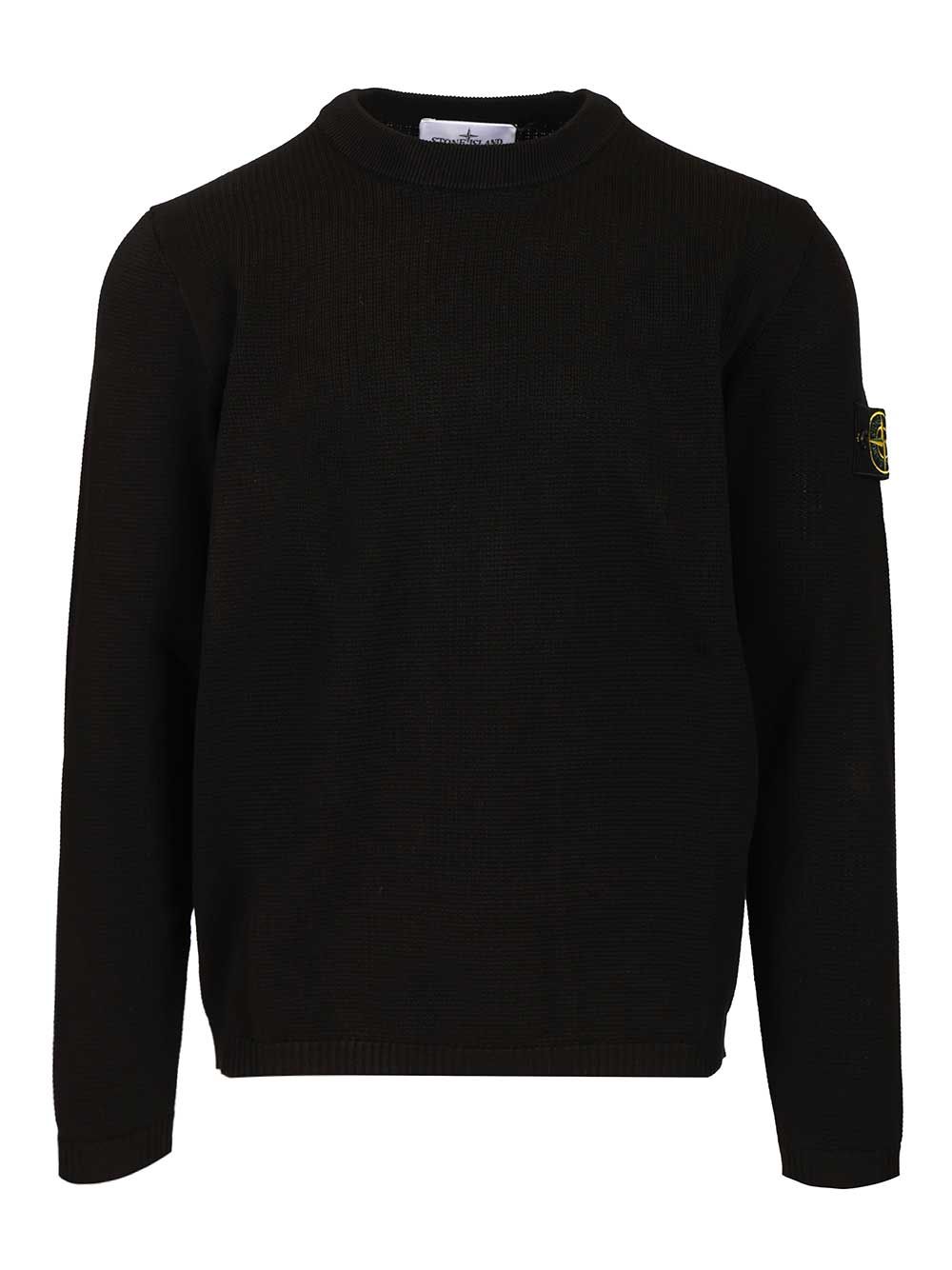 Stone Island Crew Neck Micro Stitch Soft Organic Cotton Knitwear - Black | f5ad10159c026381d19ab35285438e8e254f79c6