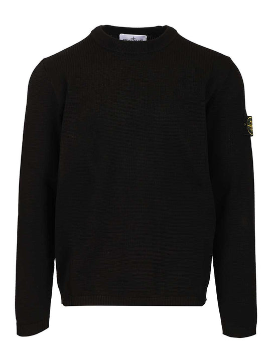 Micro-Stitch Cotton Sweater Knitwear Black