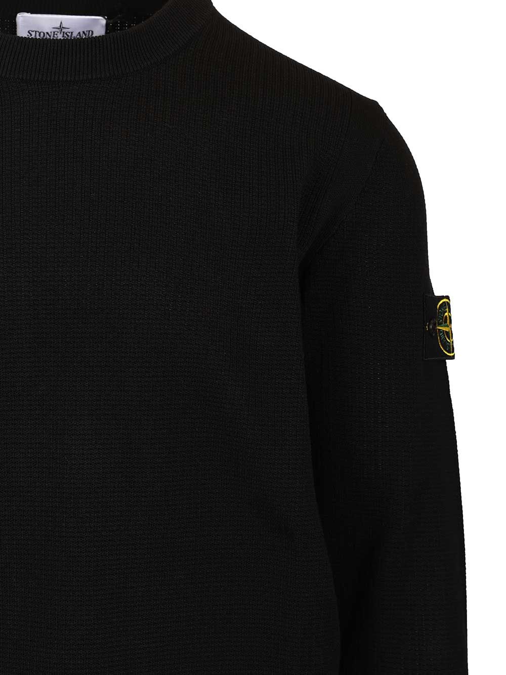 Stone Island Crew Neck Micro Stitch Soft Organic Cotton Knitwear - Black | 57600934c02fdb0e1ba938049493af68db706860