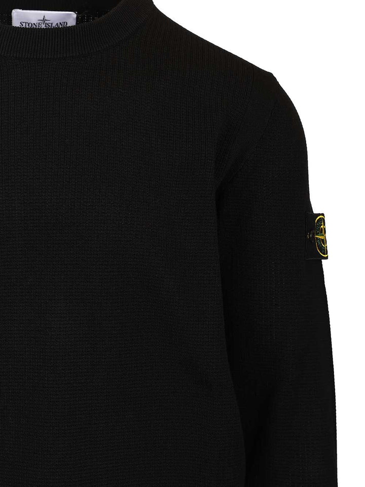 Stone Island Crew Neck Micro Stitch Soft Organic Cotton Knitwear - Black | 57600934c02fdb0e1ba938049493af68db706860