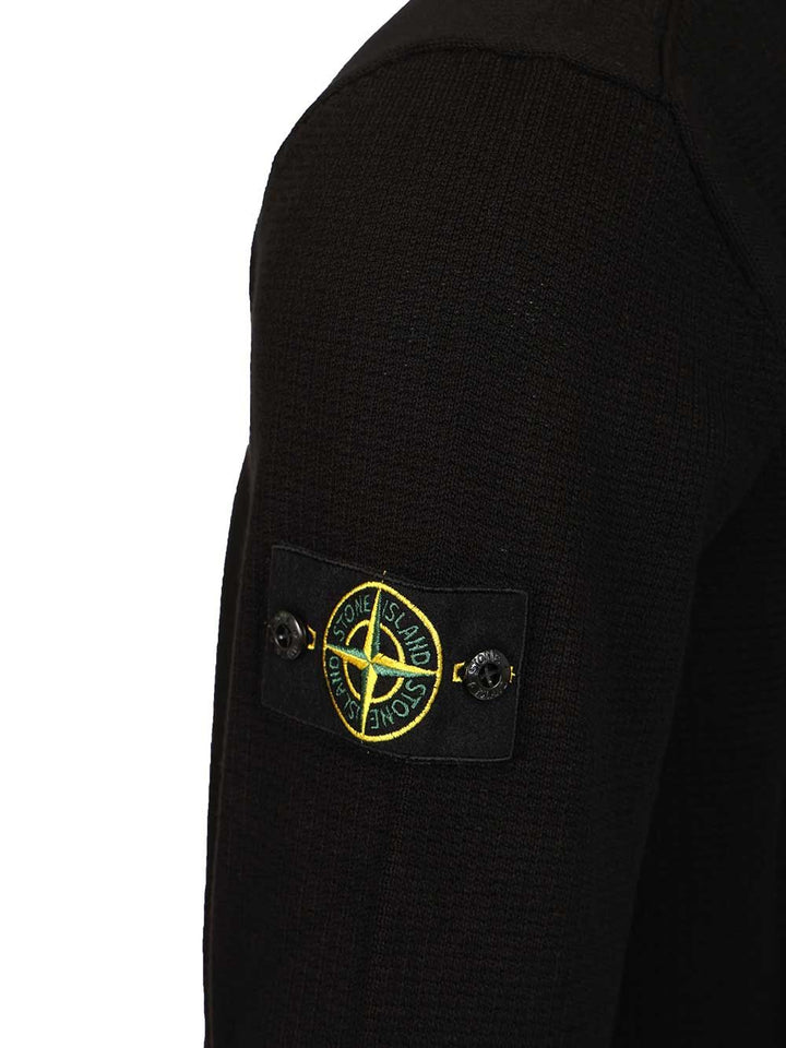 Stone Island Crew Neck Micro Stitch Soft Organic Cotton Knitwear - Black | 837431960674adbafae6114cfeddcd620313527d