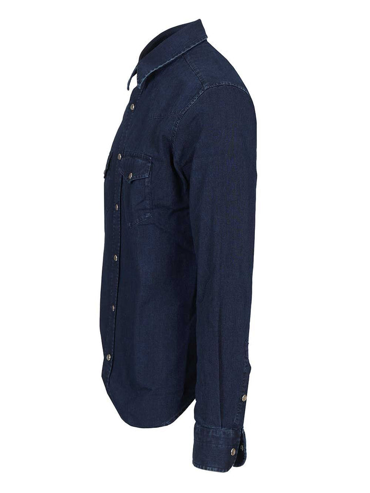 Tom Ford Lightweight Denim Western Shirt Shirts - Blue | 9061593e5d6861870608a15e3c03e8d76ed10756