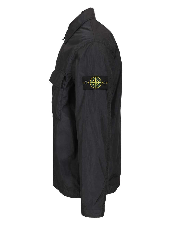 Stone Island Overshirt In Lightweight Recycled Nylon Reps Shirts - Blue | fb7dcd3a8f877c24978946233474d9a08af35aa6