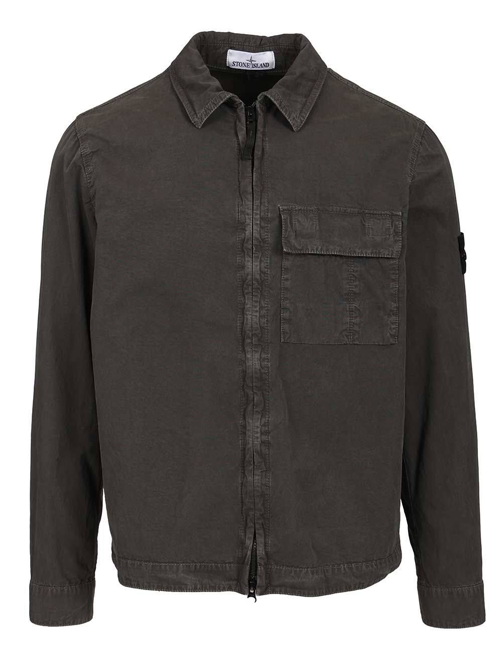 Stone Island Organic Cotton Canvas Overshirt Shirts - Black | 99fa552192266ce7709aee84b58d5a685b645a3e