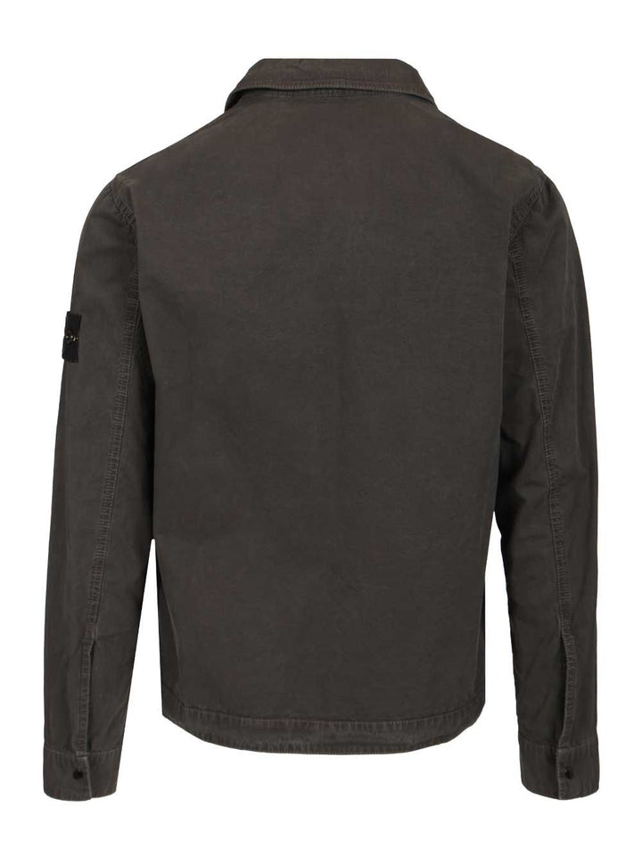 Stone Island Organic Cotton Canvas Overshirt Shirts - Black | 3368ccd497938a928c014718e174d66531ac4fb2