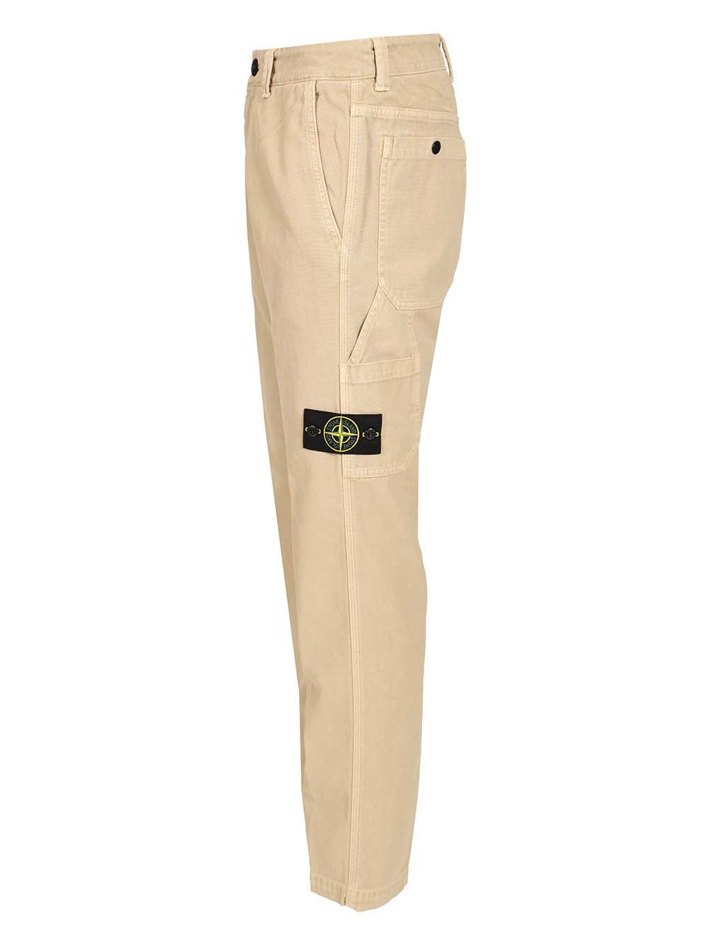 Stone Island Organic Cotton Panama Trousers - Beige | 84ade27ede7935d10d421732fdd1f4cf6bdc89f6
