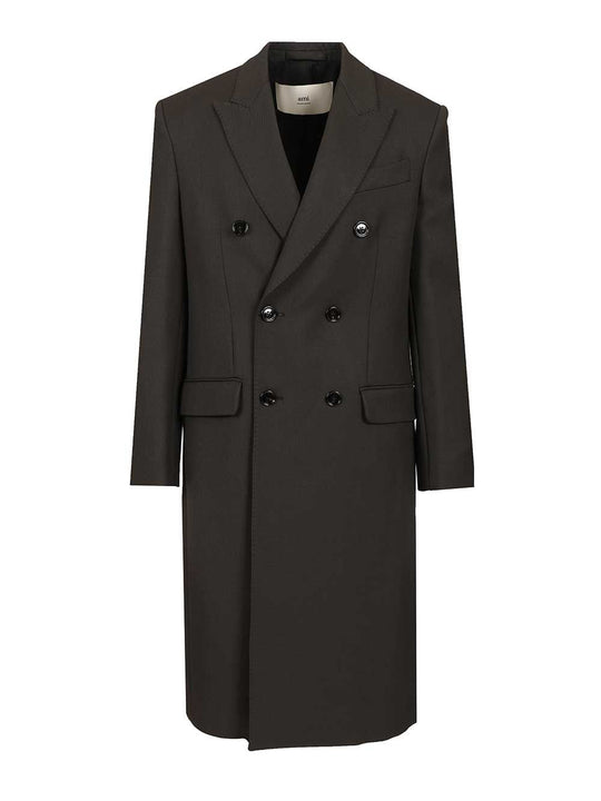Double-Breasted Wool Coat Coats Grey
