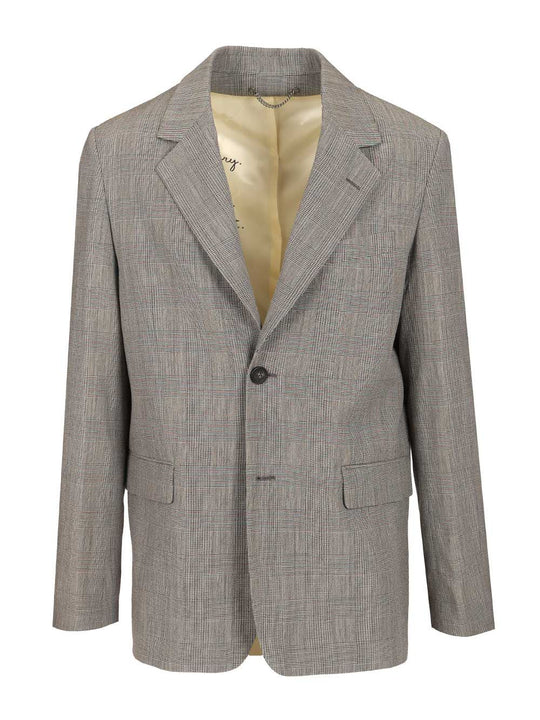 Prince Of Wales Wool Jacket Jackets Grey