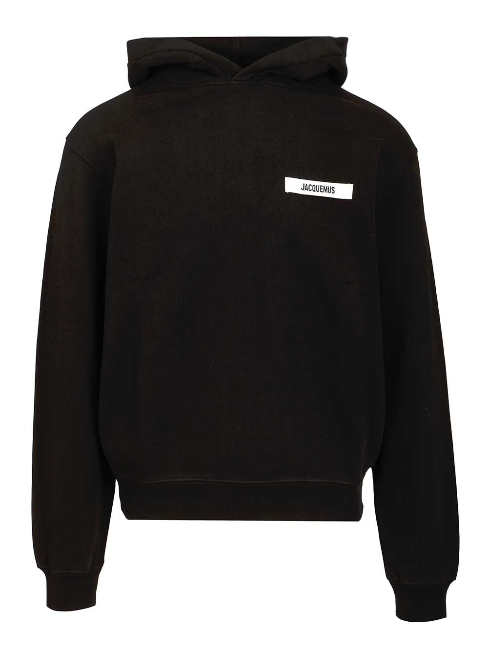 Jacquemus Le Hoodie Gros Grain Sweatshirts - Black | a4cc83a34d04ca49762f578cbc43fdb13b80ec81