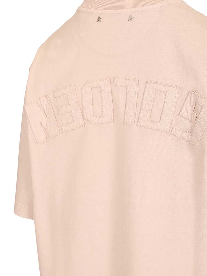 Golden Goose Deluxe Brand Relaxed Fit  Cotton Jersey Logo Patch T-Shirt - Grey | 86efea321e3bbfa126058dce8856bb2c5f6cd9c6