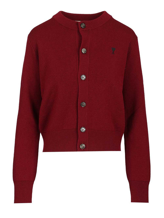 Merino Wool Cardigan Knitwear Red