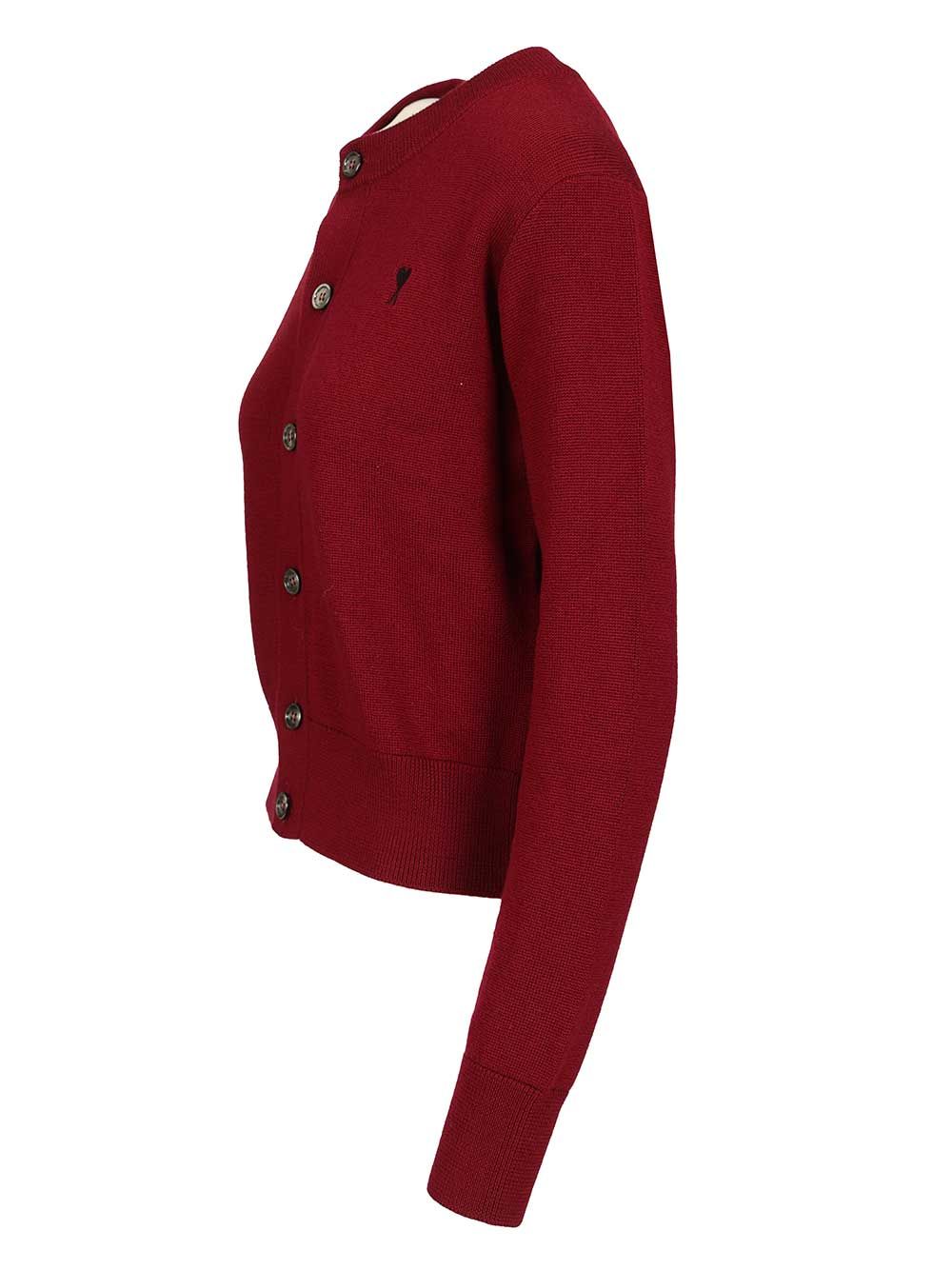 Ami Merino Wool Cardigan Knitwear - Red | ead5cc155660b79a2240dc0563b5f860a7d8212f
