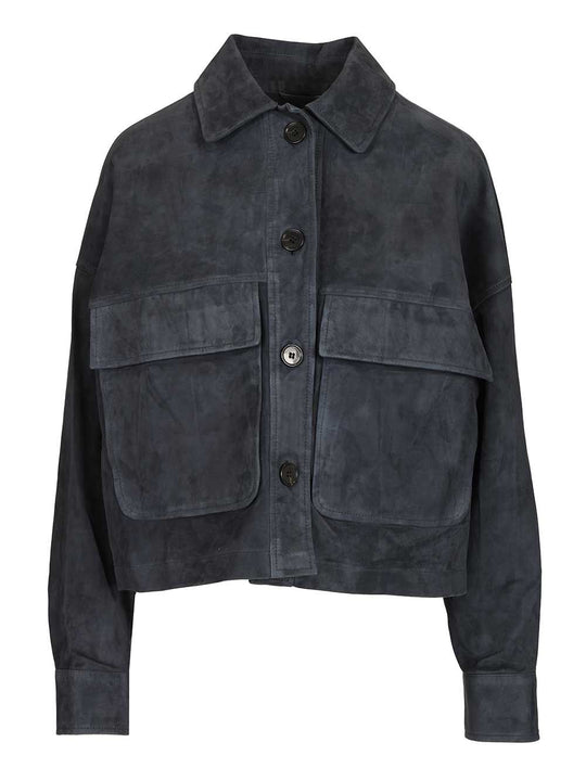 Miri Lamb Suede Jackets Blue