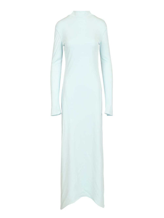 Crepe Jersey Long Sleeve Evening Dress Dresses Light Blue