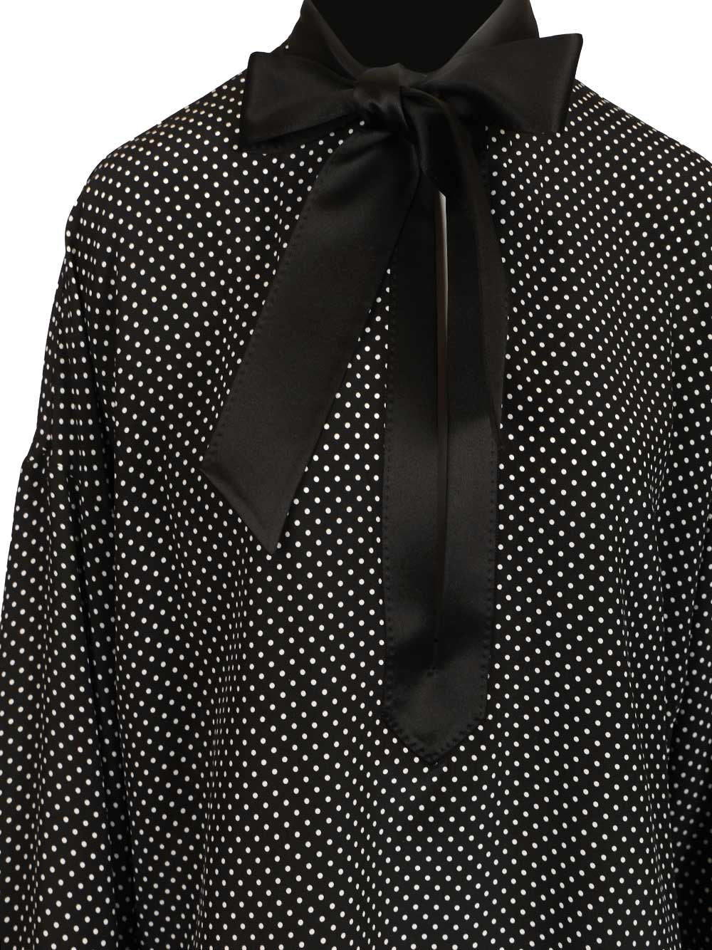 Tom Ford Printed Small Polka Dot Silk Crepe De Chine Lavalliere Tunic Top Shirts - Black | 6140881d23d243b58f5ca72909d298729266e33e