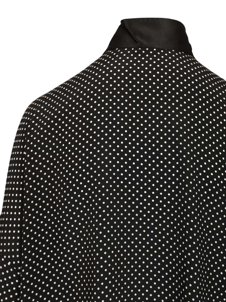 Tom Ford Printed Small Polka Dot Silk Crepe De Chine Lavalliere Tunic Top Shirts - Black | d1a6bdd1cfff223339abe94386979f0ded1dd5aa