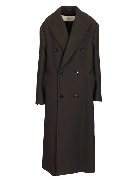 Long Double-Breasted Coat Coats Black