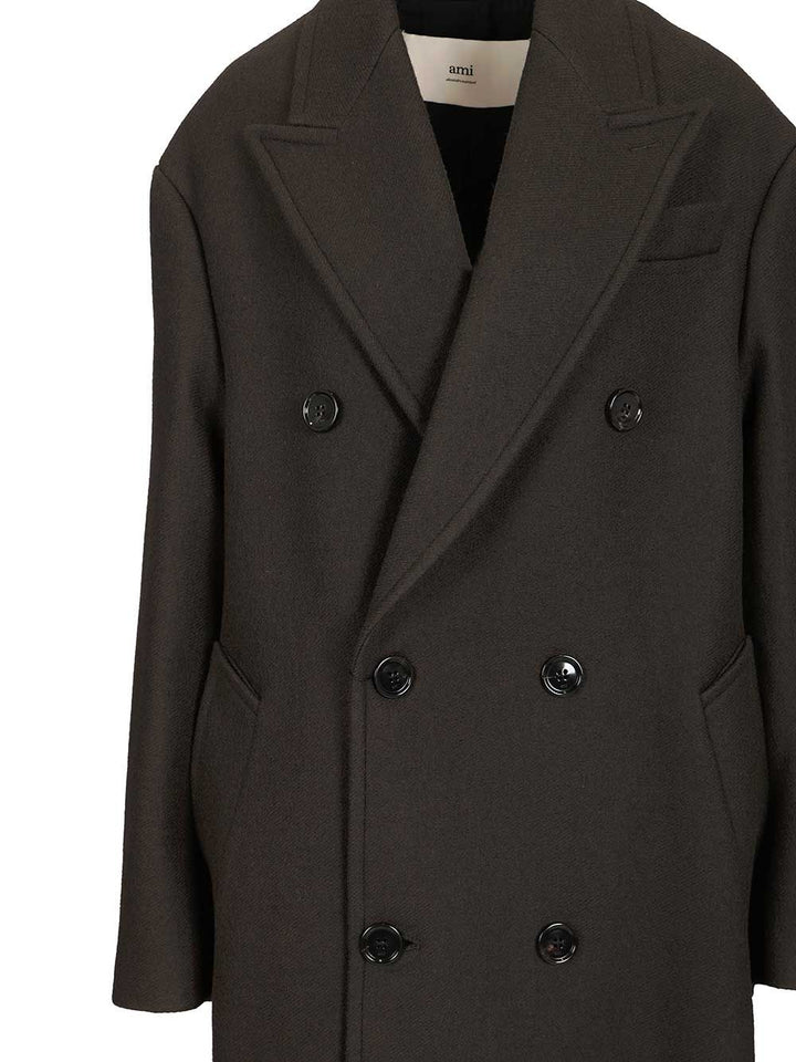 Ami Long Double-Breasted Coat Coats - Black | e8b1349b3e433601be98dd651ceda67fd56fcba6