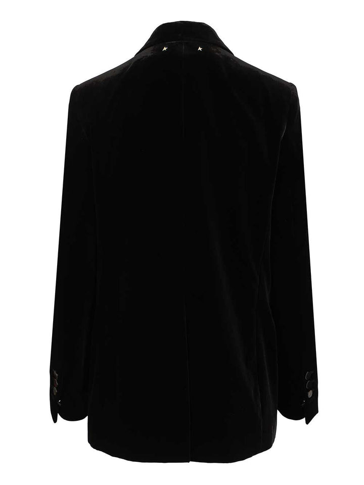 Golden Goose Deluxe Brand Journey W's Boyfriend Db Jacket Laurene Cotton Velvet W Contrast Satin Jackets - Black | 2c4051a7c6ebce68a28160eb3d442f7c2c394090