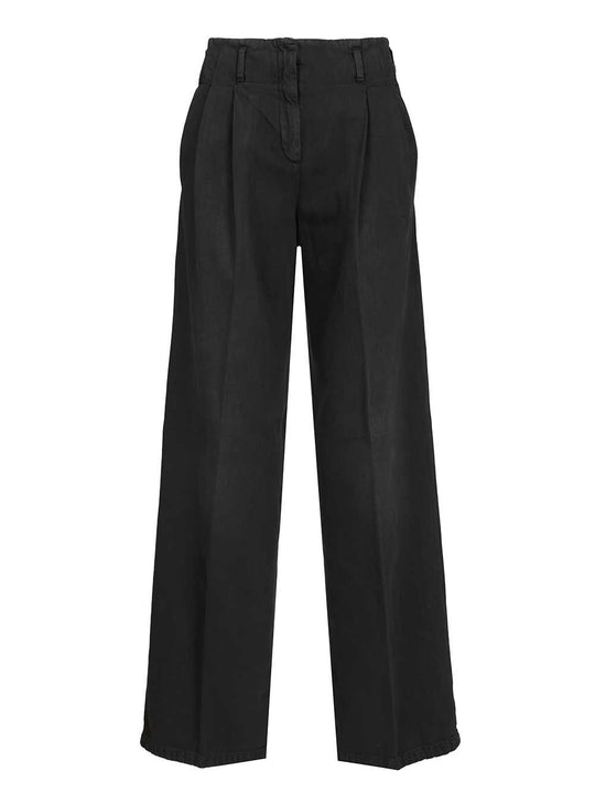 Journey W'S Denim Pant Wide Leg Flavia Cotton Denim Lived Wash Trousers Black