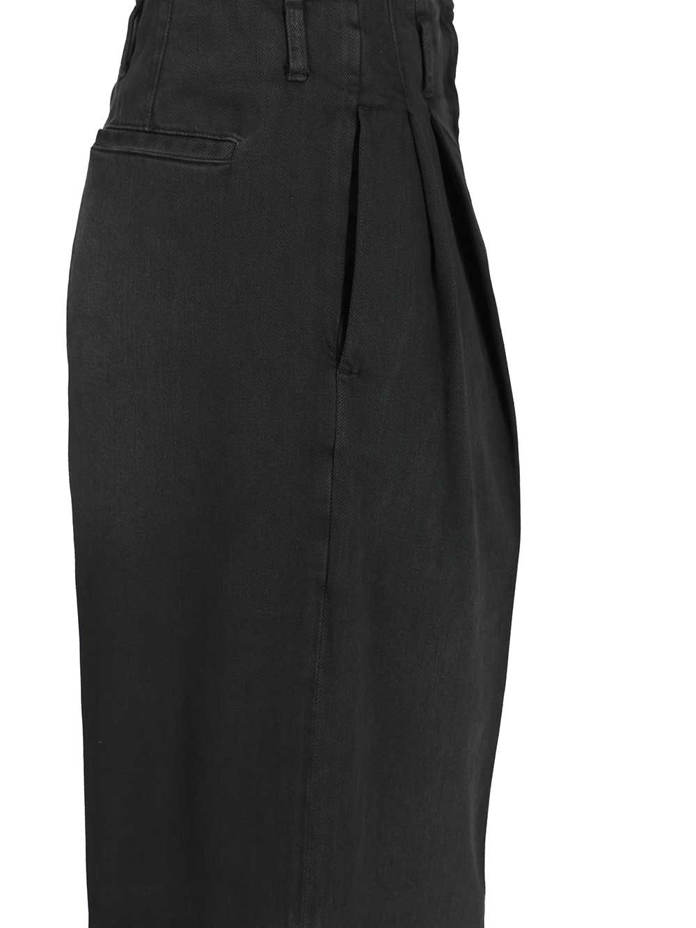 Golden Goose Deluxe Brand Journey W's Denim Pant Wide Leg Flavia Cotton Denim Lived Wash Trousers - Black | a178bee0788ab281d840beedbcb91694d4c6780a