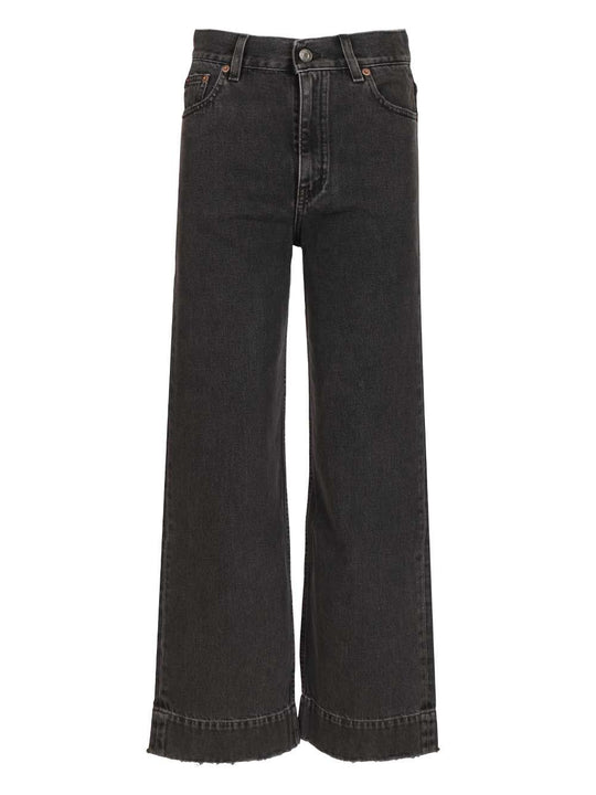 Straight Cropped Jeans Black