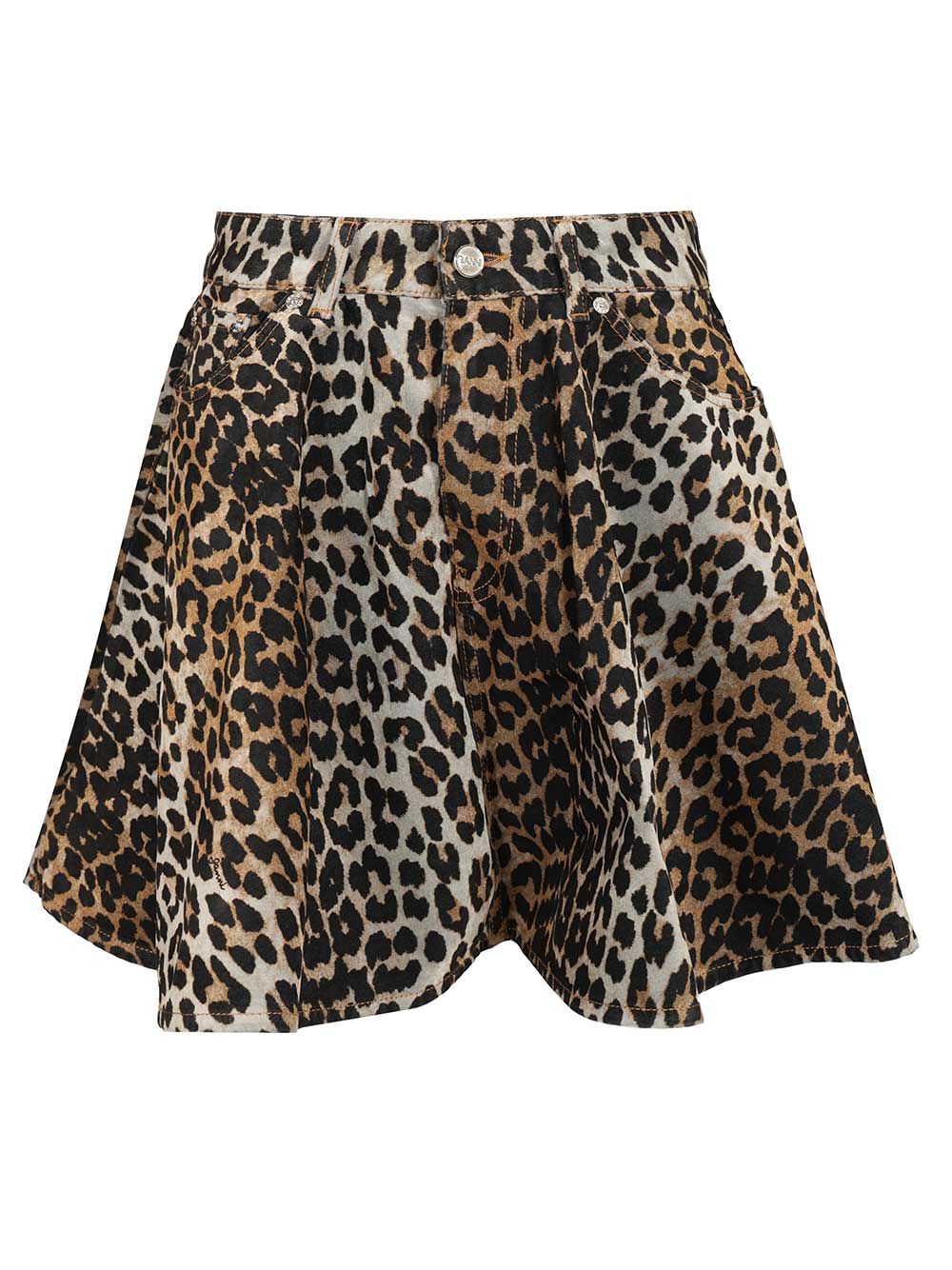 Ganni Leopard Print Miniskirt Skirts - Animalier | 05fb7380cc41c97ff49e97619464427140ce1f4a