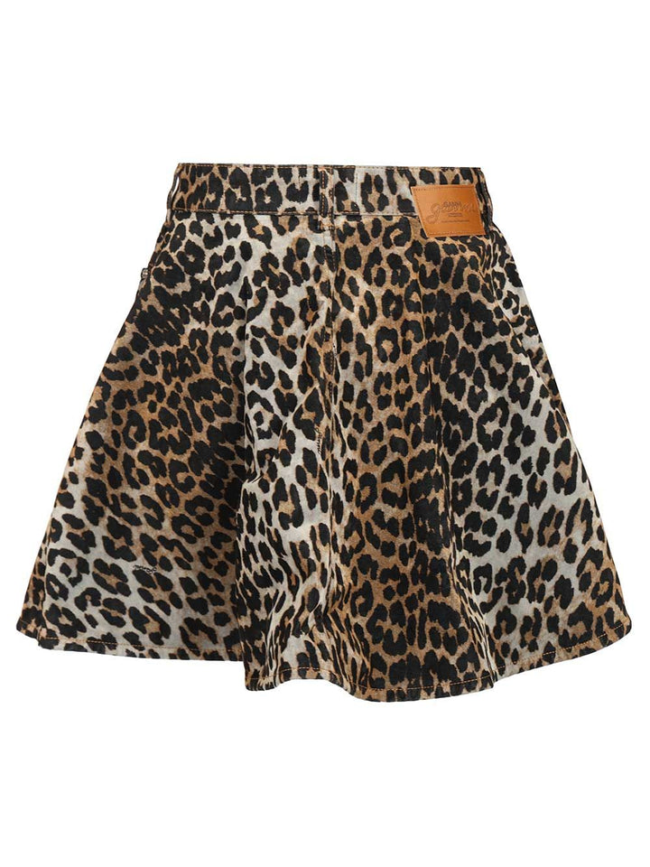 Ganni Printed Flock Denim Mini Skirt Skirts - Animalier | 2e1320f1ec025c32d913a8c7df9a14c8c07fb002