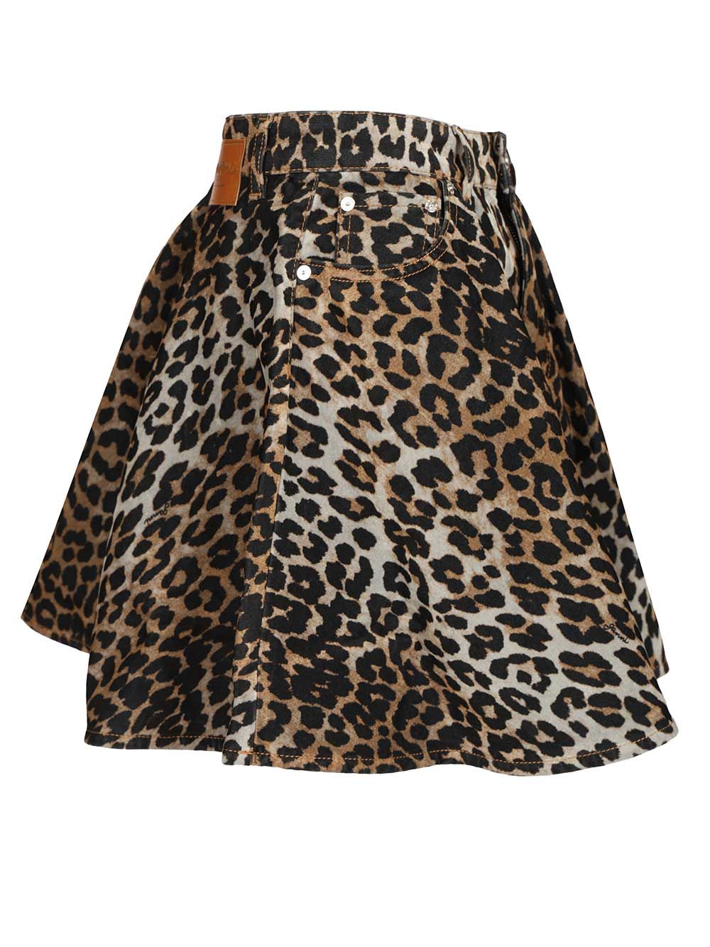 Ganni Printed Flock Denim Mini Skirt Skirts - Animalier | 690d7af88d98e3e5ffd446a4b1131ae278e994fc