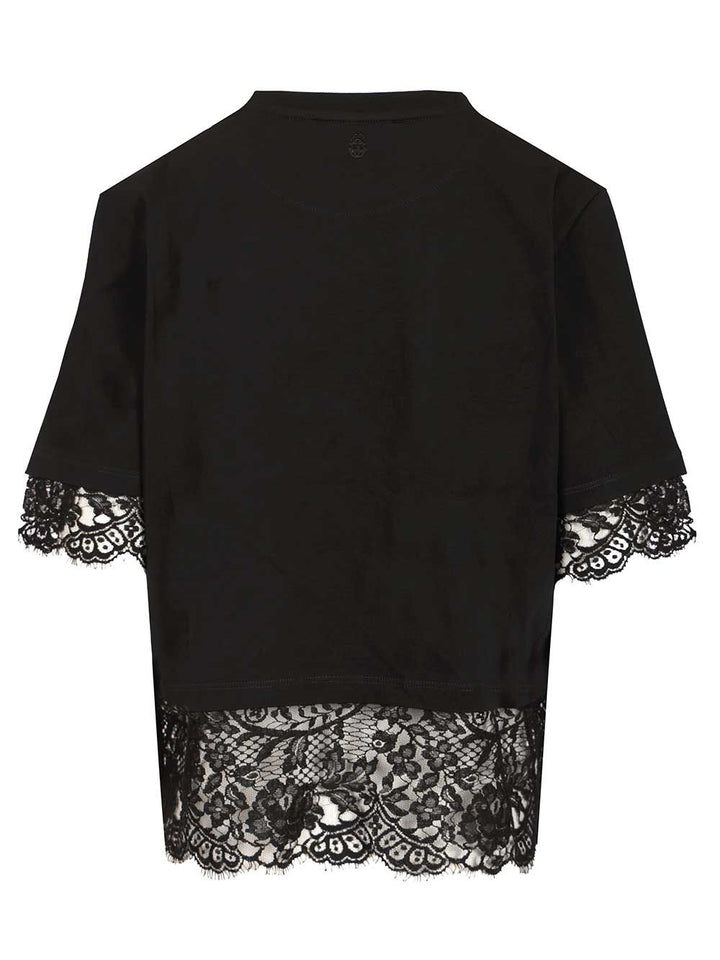 Mcqueen Cotton  With Lace T-Shirt - Black | 8fdf039e3a35871728dbb34ae8af37423c0cd864