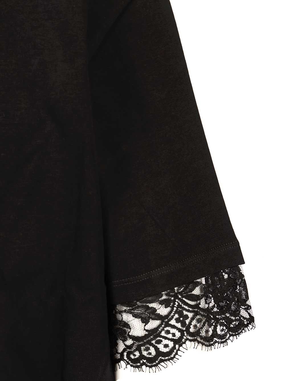 Mcqueen Cotton  With Lace T-Shirt - Black | 690ba647c7bd12cc4517422311dbb836f0e50db1