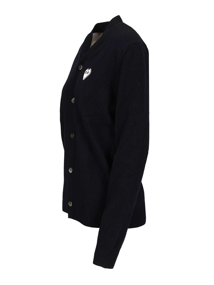 Comme Des Garcons Play Wool Cardigan Knitwear - Blue | 34ea36a6c9f234b0b2ed7c1231aa0f2124db6360