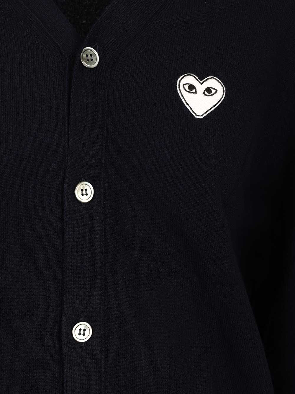 Comme Des Garcons Play Wool Cardigan Knitwear - Blue | bd8a4ad3e8a476b9cdff47427c616a70c0e5cbc2