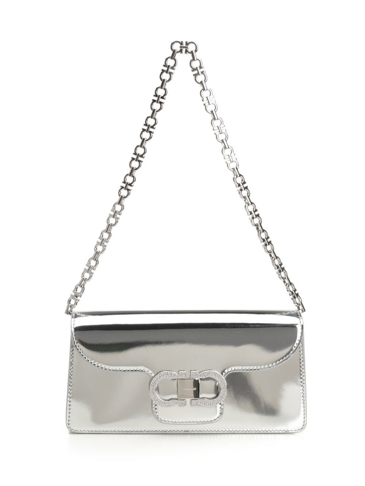 Ferragamo Double Gancini Chain Mini Bag Shoulder Bags - Silver | 6d69bde1245c0227e72dfc7b03fed4ed94bc8b89