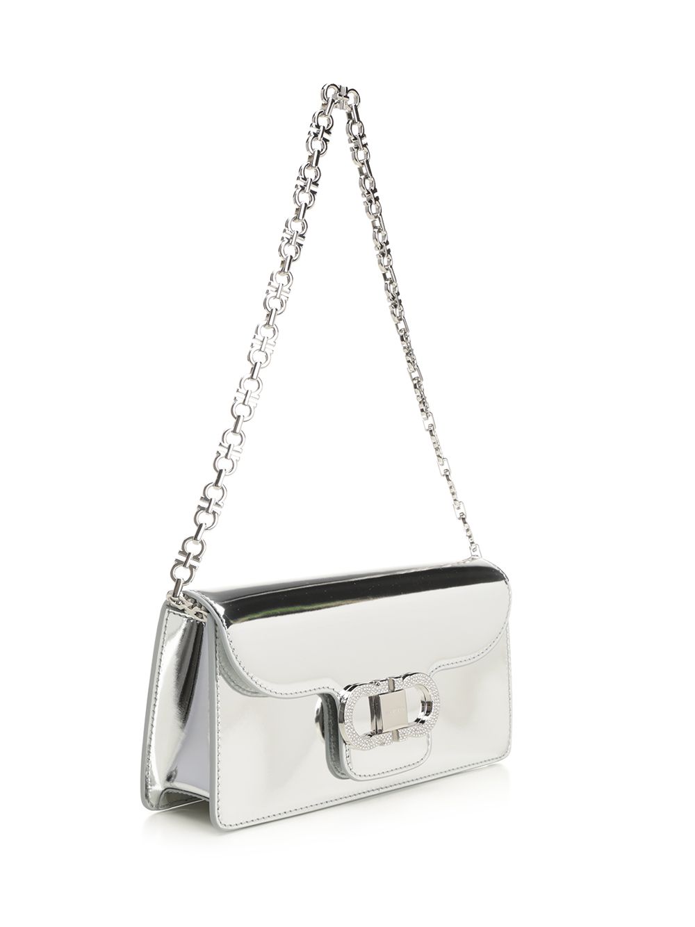 Ferragamo Double Gancini Chain Mini Bag Shoulder Bags - Silver | b594fb23bd2cc9e8d881ae72e74467401c1580aa