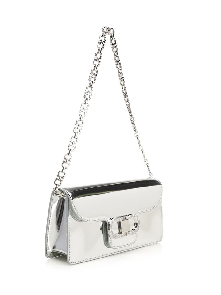 Ferragamo Double Gancini Chain Mini Bag Shoulder Bags - Silver | b594fb23bd2cc9e8d881ae72e74467401c1580aa
