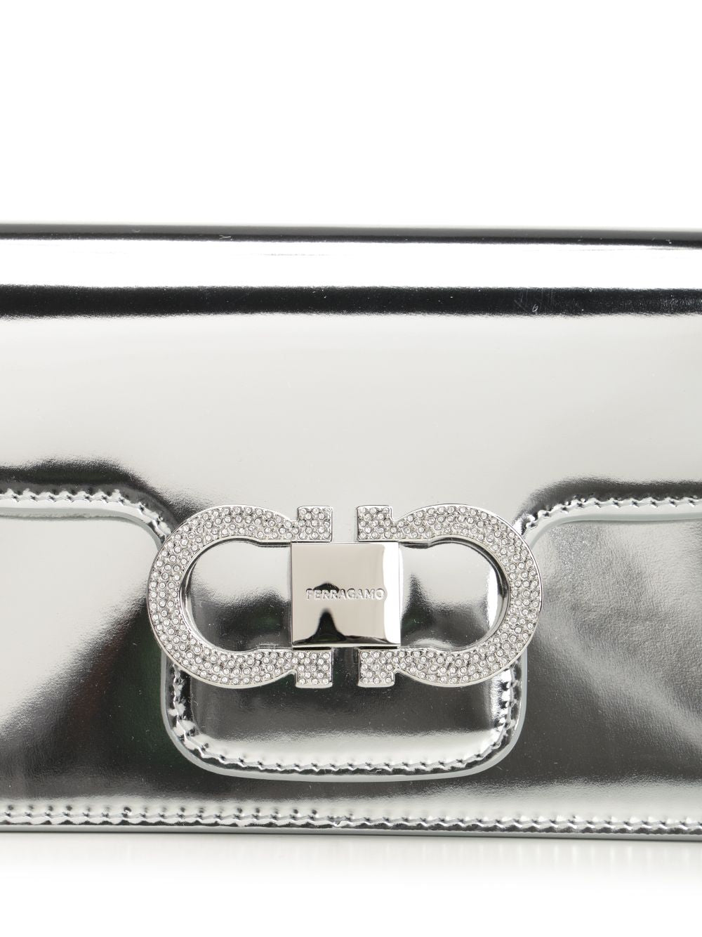 Ferragamo Double Gancini Chain Mini Bag Shoulder Bags - Silver | c3f2ef4d9a094dd67b0d0ad3f6f07bdfea630fc7