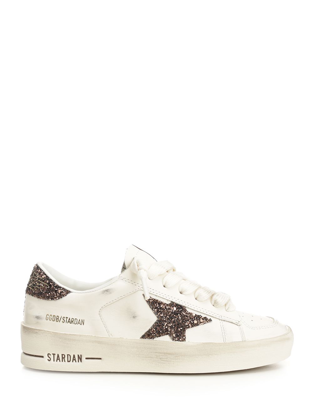 Golden Goose Deluxe Brand Stardan Leather Upper Toe And Tongue Glitter Star And Heel Sneakers - White | 8299862b80d61b2830b3374656feaa65a74931ca
