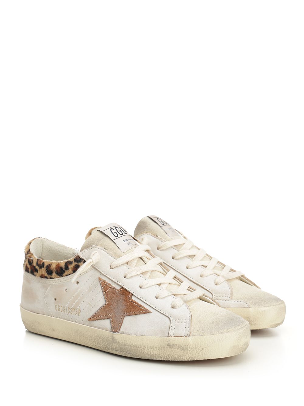 Golden Goose Deluxe Brand Super Star Leather Upper Horsy Leo Printed Collar Suede Star Sneakers - White | 95c356944729c8f09b58961857b5c146daed92ca