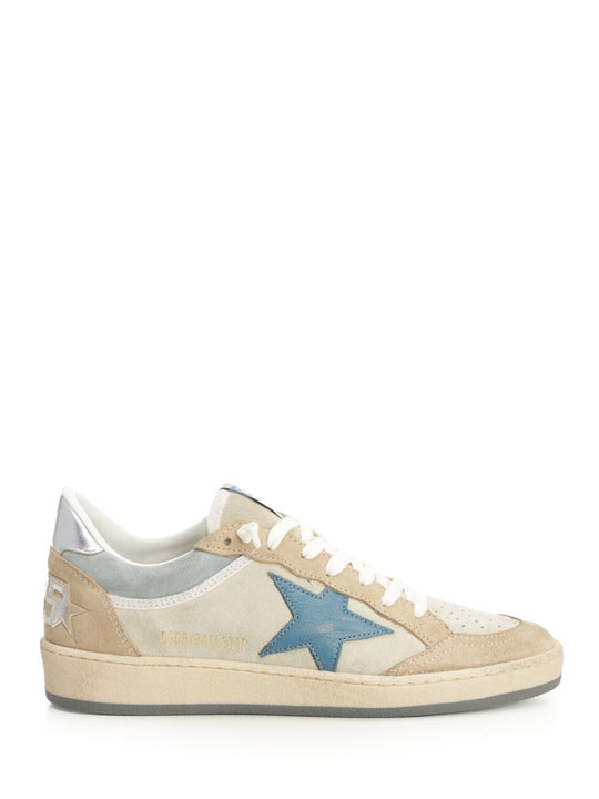 Ballstar Suede Upper Toe And Spur Nappa Star Laminated Heel Sneakers Beige