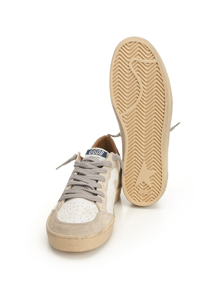 Golden Goose Deluxe Brand Ballstar Leather And Suede Upper Leather Tongue Star And Spur Suede Toe Printed Leather Heel Sneakers - Beige | 38c984e894c8222e03df2cdb202bea7dea1bea20