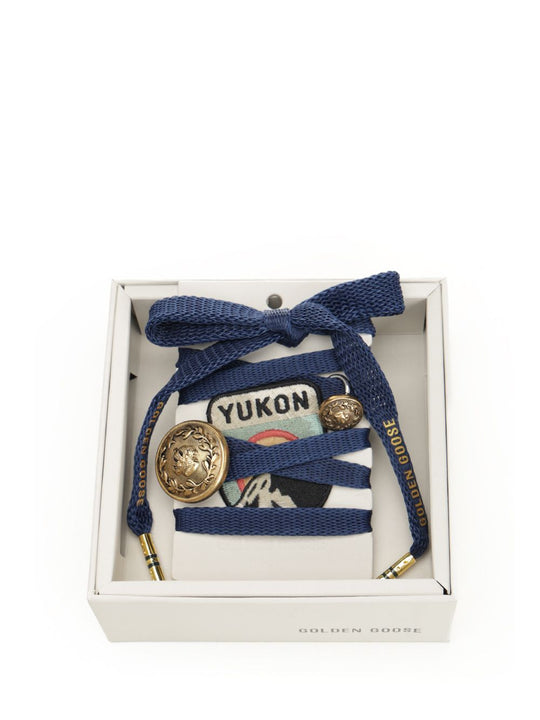 Laces With Applied Buttons Beauty Blue