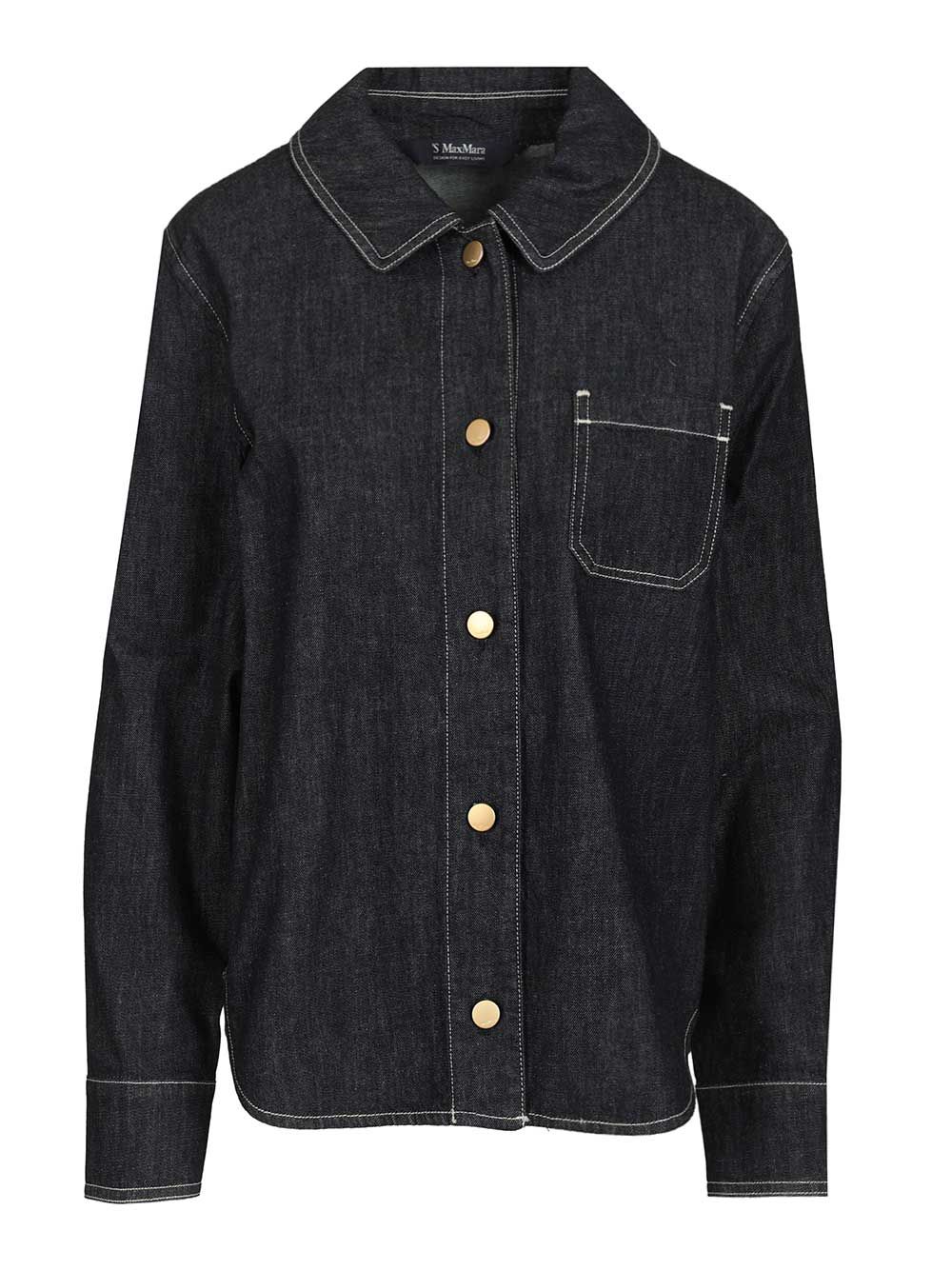 'S Max Mara Enfasi Denim Shirt With Contrast Stiching Casual - Blue | e1d8a7409e39b17738f41d31b8c88d5936db62c3