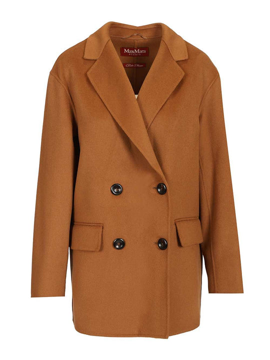 Caban In Wool And Silk Coats Brown