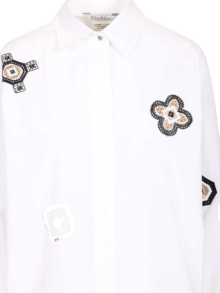 Max Mara Shock Popeline Shirt W Embroidery Shirts - White | 03d9ea5c47abd29632f27e15e93899328ce5448b