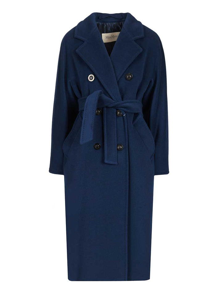 Max Mara Madame Wool Cashmere Double Breasted Coat Coats - Blue | 70631638ffe05ed9d5ce5b77f2c5704ab178e5ac
