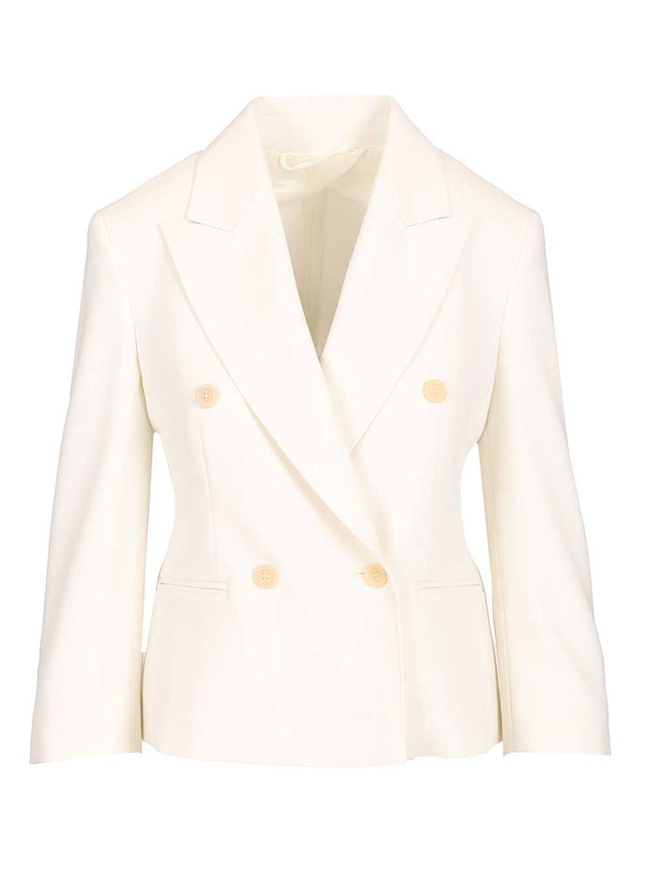 Max Mara Wool Canvas Crop Blazer Jackets - White | d76a4a0c8c7cdfca3900a585c1bfc3239eaccf00