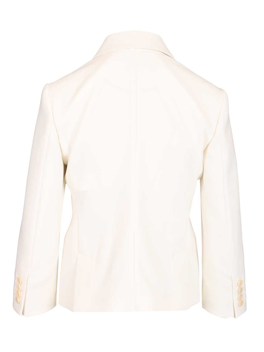 Max Mara Wool Canvas Crop Blazer Jackets - White | ef1febd3013e2e77f8b35b3e716690f55a4e5e11