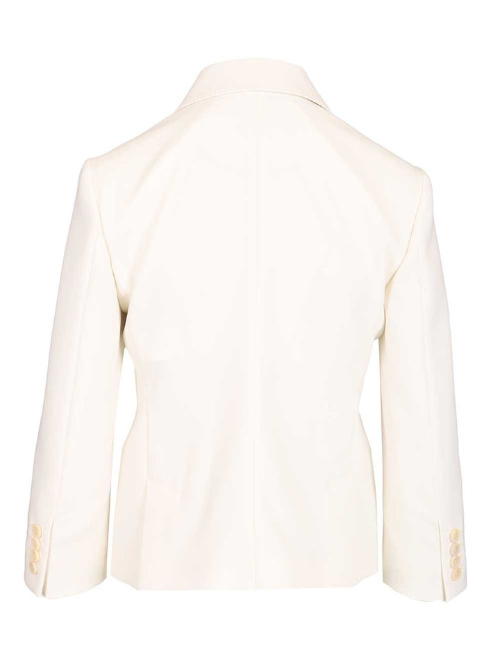 Max Mara Wool Canvas Crop Blazer Jackets - White | ef1febd3013e2e77f8b35b3e716690f55a4e5e11